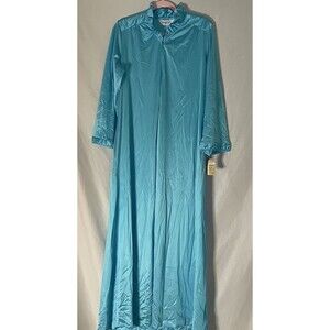 Vintage Vanity Fair Long Sleeve Nightgown NWT! Laguna Blue Zip Grandmacore Small